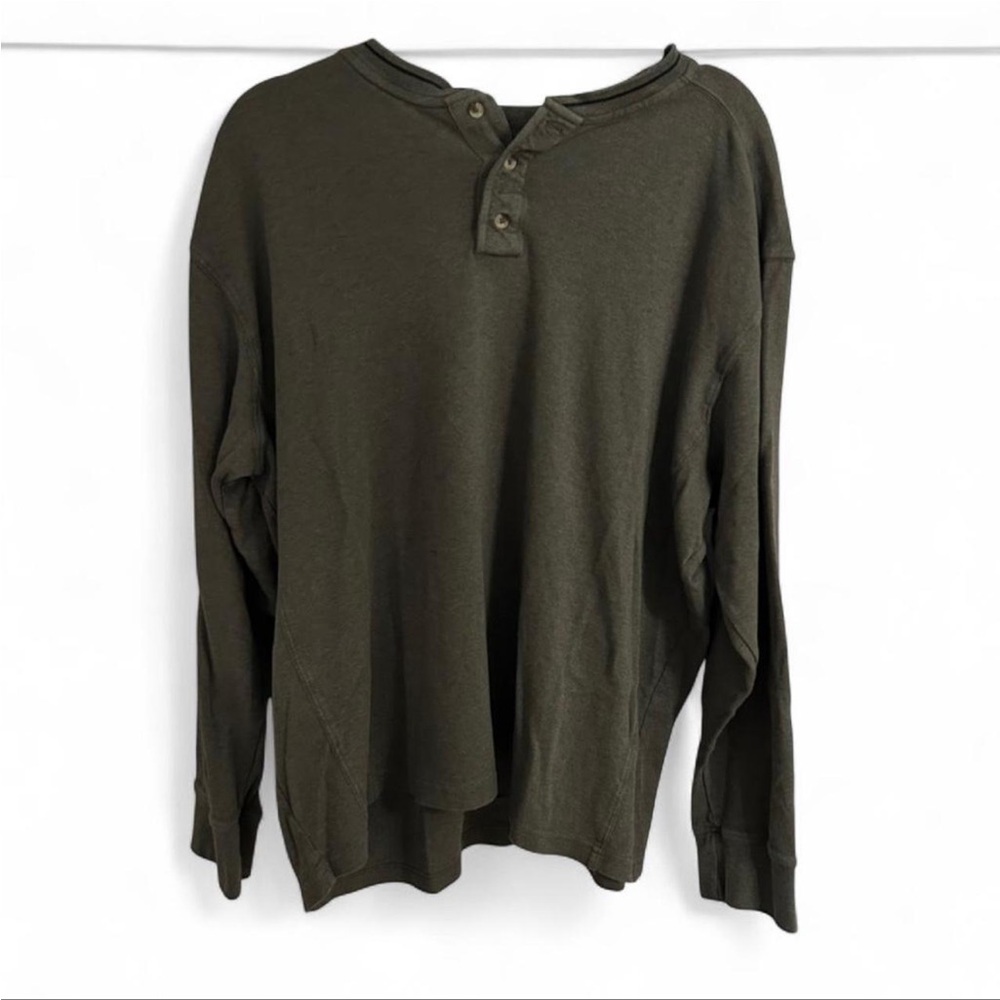 Lanesboro 100% Pima Cotton Long Sleeve Henley Men’s XL Olive Green Shirt Casual